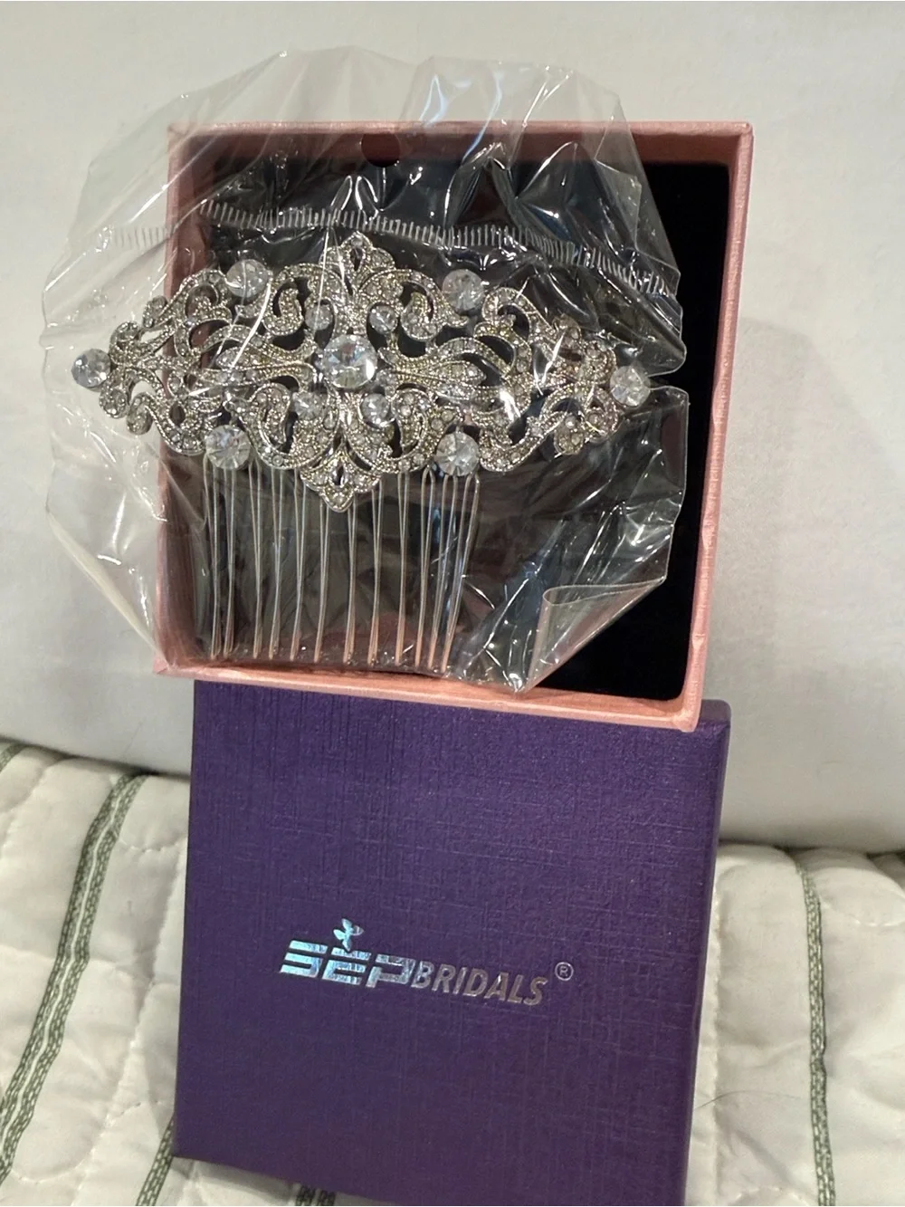 Silver Rhinestone Bridal Hair Comb - Elegant Crystal Accent